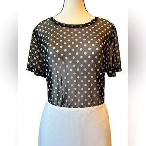 Kim & Cami Black Sheer Short Sleeve Blouse Size XL EUC